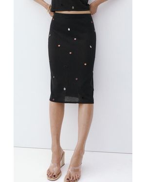 Mango Fine Knit Sequined Skirt - Black