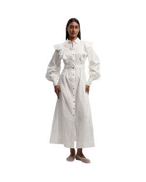 Karen Millen Cotton Studded Maxi Shirt Dress - Gray