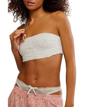 Free People Bea Smocked Bandeau Bra - White