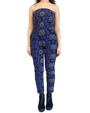 KAHINDO Conakry Jacquard Strapless Jumpsuit - Blue