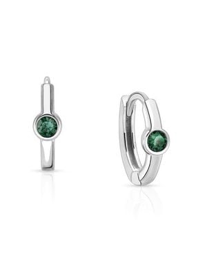 Tiny Blessings Sterling 9Mm Birthstone Huggie Hoops Earrings - Blue