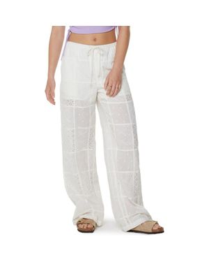 Roxy Precious Patchwork Eyelet Wide Leg Pants - White