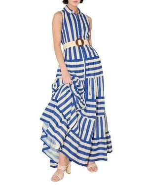 FREEMARKET Stripe Sleeveless Maxi Dress - Blue