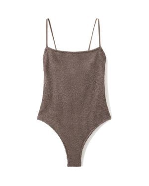 Mango Textured One-Piece Swimsuit - Brown