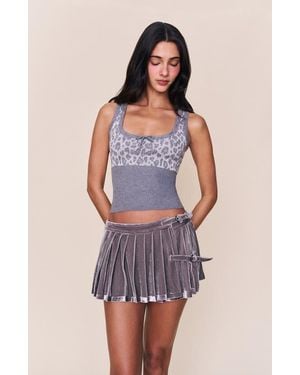 GUIZIO Rylan Velvet Mini Skirt - Gray
