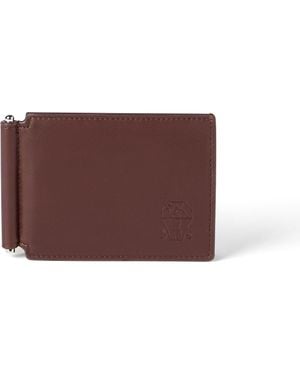 Brunello Cucinelli Calfskin Money Clip Wallet - Brown