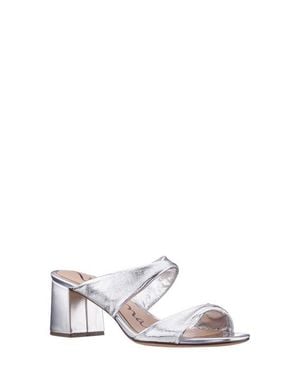 Nina Bassie Block Heel Slide Sandal - White