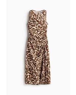H&M Drawstring-Detail Satin Dress - Natural