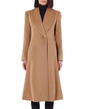 Sofiacashmere Shawl Collar Hair Princess Coat - Brown