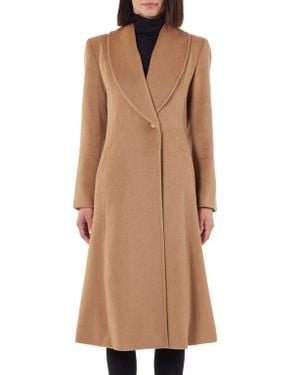 Sofiacashmere Shawl Collar Hair Princess Coat - Brown