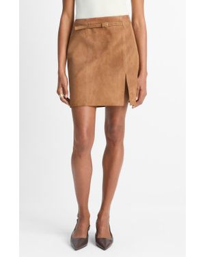 Vince Belted Suede Miniskirt - Multicolor