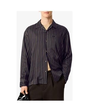 Lacoste Stripe Relaxed Fit Button-Up Shirt - Blue