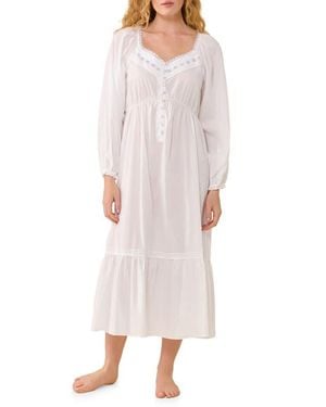 Eileen West Lace Trim Cotton Ballet Nightgown - White