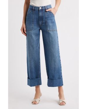 FRAME The Utility Cuff Wide Leg Jeans - Blue