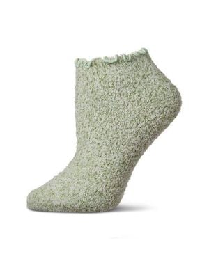 Memoi Buttersoft Plus Scalloped Edge Ankle Socks - Green