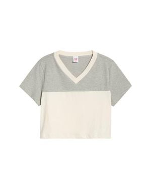 RE/DONE Contrast V-Neck Crop Jersey T-Shirt - Multicolor