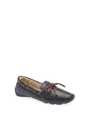 Robert Zur Bowie Faux Shearling Lined Driving Loafer - White