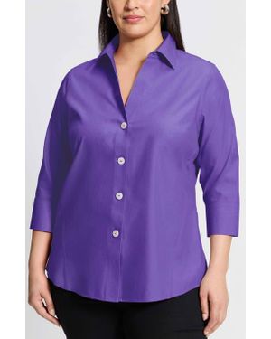 Foxcroft Paityn Non-Iron Button-Up Shirt - Purple