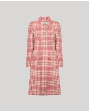 Really Wild Clothing The Lady Check Wool Coat - Pink