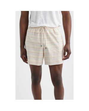 Daniel Buchler Washed Stripe Cotton Lounge Shorts - Natural