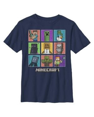 Minecraft Boys' Character Boxes Graphic Tee - Blue