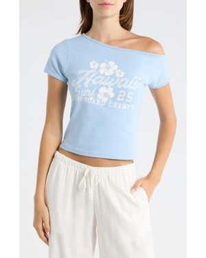 PacSun Hawaii 25 Off The Shoulder Graphic Tee - Blue