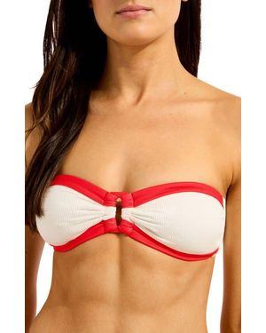 Seafolly Contrast Binding Bandeau Bikini Top - Red