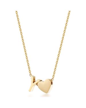 Jane Basch Initial Heart Pendant Necklace - Metallic