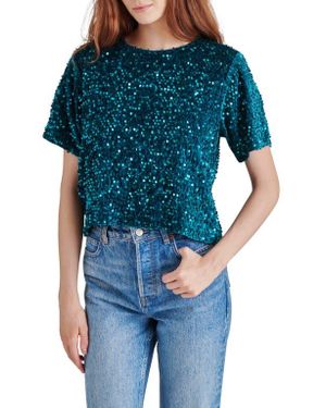 Steve Madden Cressa Sequin T-Shirt - Blue