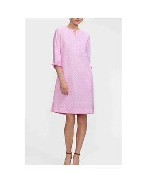 Foxcroft Vena Geo Lattice Print Cotton Shift Dress - Pink
