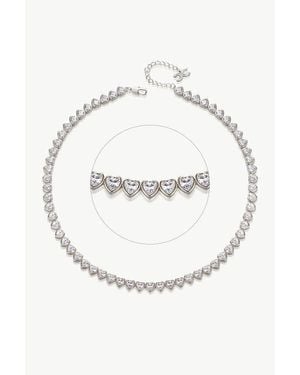 Classicharms Heart Shaped Zirconia Tennis Choker Necklace - White