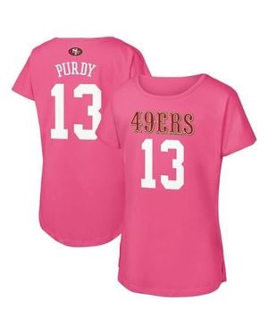 Outerstuff Girls Youth Brock Purdy San Francisco 49Ers Player Name & Number T-Shirt - Pink