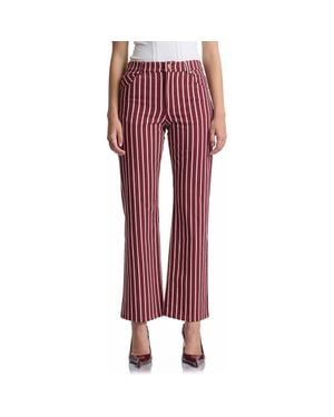 Avec Les Filles Striped High Waist Bootcut Jeans - Red
