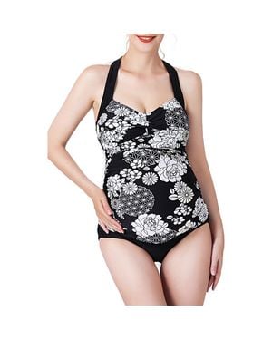 Kimi + Kai Chana Floral Print Upf50+ Two-Piece Maternity Swimsuit - Black