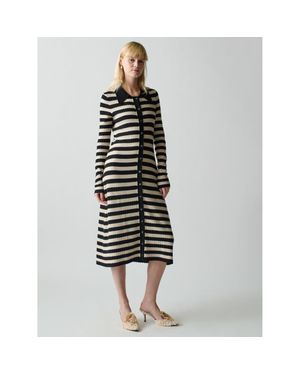 Lingua Franca Morrissey Textured Stripe Button-Thru Dress - White