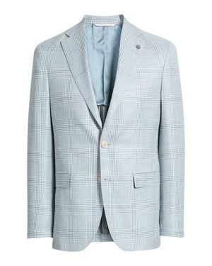 Jack Victor Midland Contemporary Fit Check Wool & Silk Blend Sport Coat - Blue