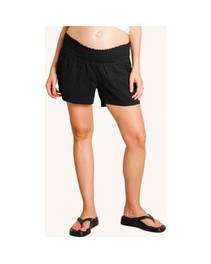 Nom Maternity The Easy Smocked Maternity Shorts - Black