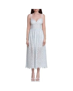 Avec Les Filles Broderie Anglaise Cotton Midi Dress - Blue