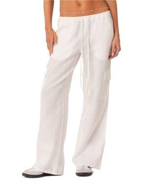 Edikted Lyric Cotton Cover-Up Cargo Pants - White