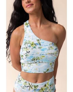 Nanis One Shoulder Crop Swim Top - Blue