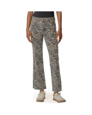 Kut From The Kloth Kelsey Print Raw Hem High Waist Ankle Flare Jeans - Gray