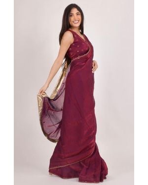 Ras Rubina Hand Embroidered Shimmer Saree