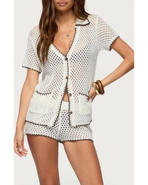 Edikted Rocca Crochet Button-Up Shirt - White
