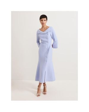 Phase Eight Sienna Asymmetric Collar Midi Tux Dress - Blue