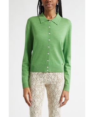 Sandy Liang Ley Merino Wool Cardigan - Green
