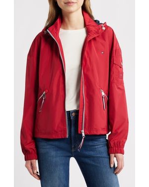 Tommy Hilfiger Hooded Windbreaker Jacket - Red