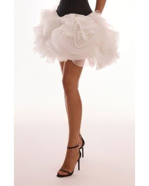 Milla Organza Floral Formal Occasion Mini Skirt - White
