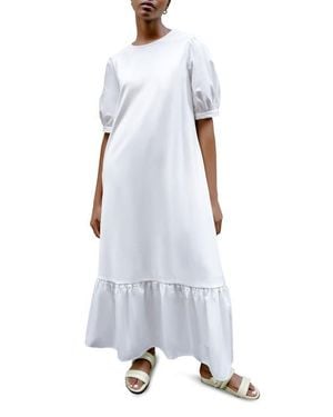 MARCELLA Olivia Mixed Media Midi Dress - White