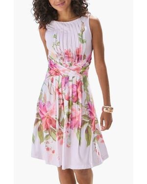 Lascana Pleated Floral Dress - White