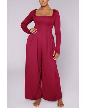 Shapellx Airslim Square Neckline Built-In Shaping Jumpsuit - Red